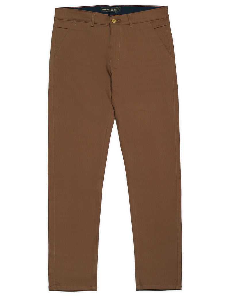 Smart Fit Brown Cotton Imported Stuff Pant