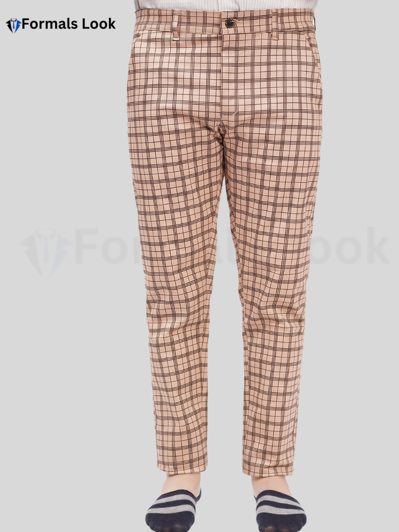 Camel Light Pant Cotton Check