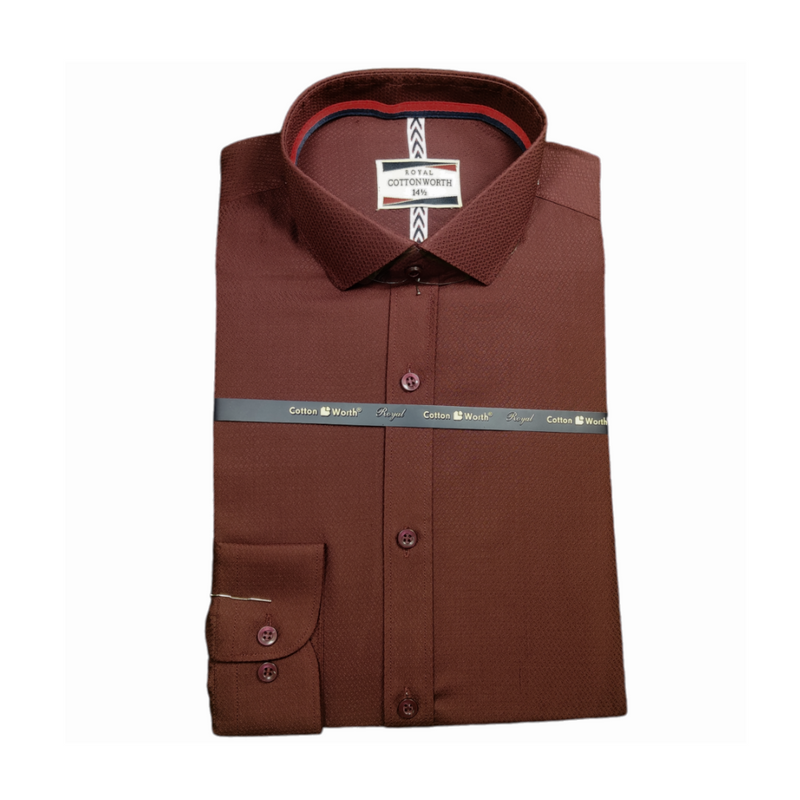 Semi Formal Maroon Self Texture Shirt For Men's