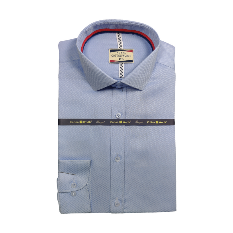 Semi Formal Sky Self Texture Shirt For Men's