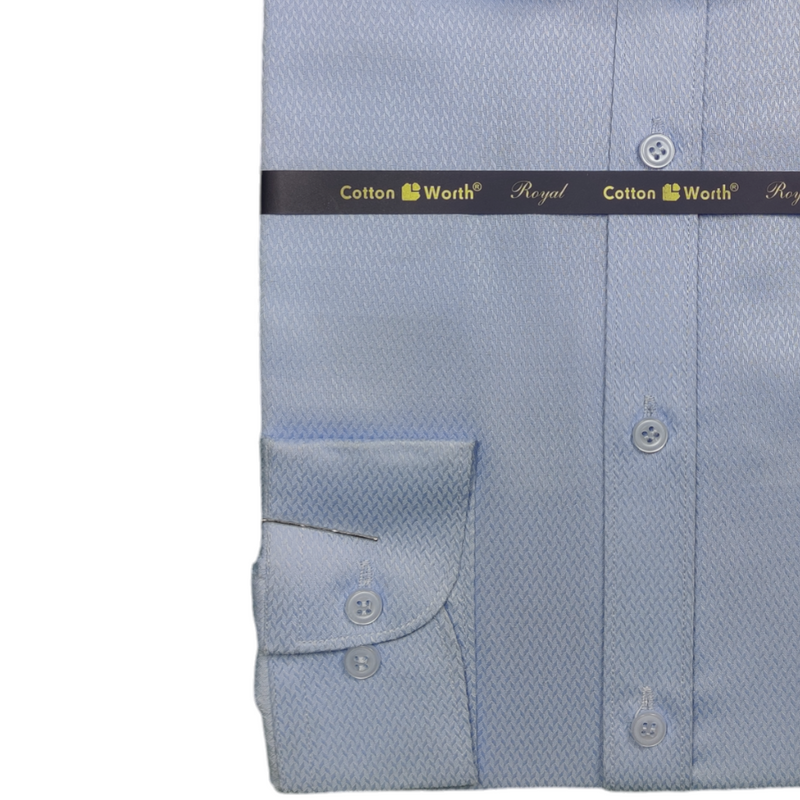 Semi Formal Sky Self Texture Shirt For Men's