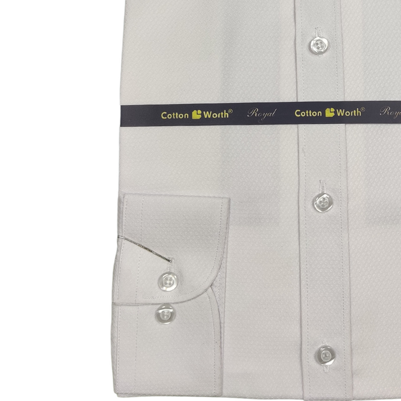 Semi Formal White Self Texture Shirt For Men's